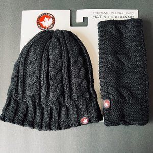 CANADA WEATHER GEAR Men's Thermal Plush Lined Hat & Headband